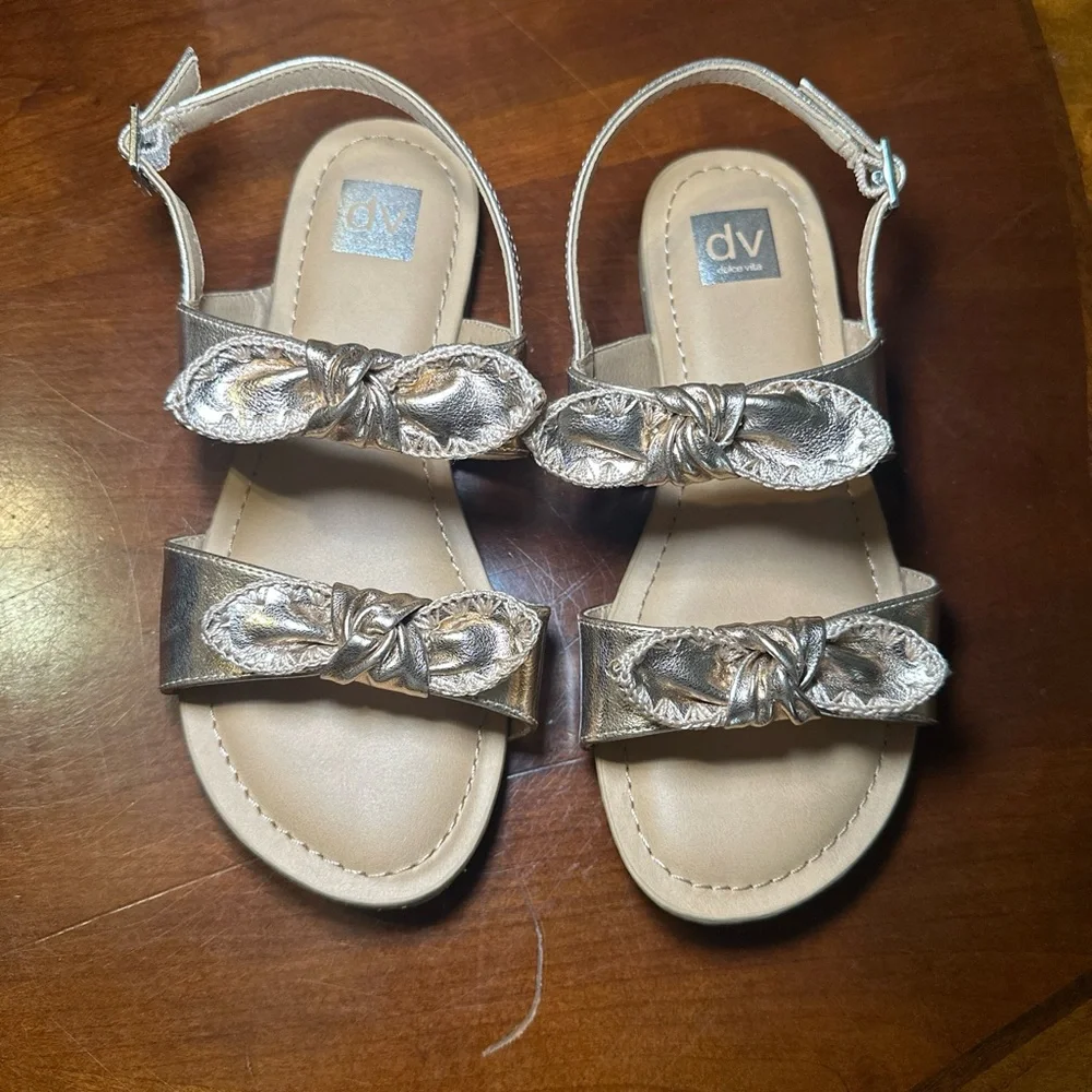 New Big Kids‎ Dolce Vita Caicey Rose Gold Bow Ankle Strap Sandals Size 3Y